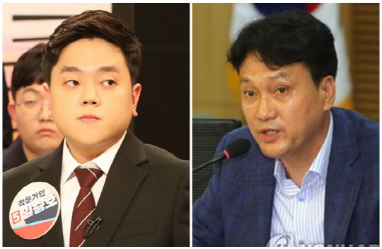 임승호(왼쪽) 국민의힘 대변인과 안민석 더불어민주당 의원. 임승호 페이스북, 연합뉴스